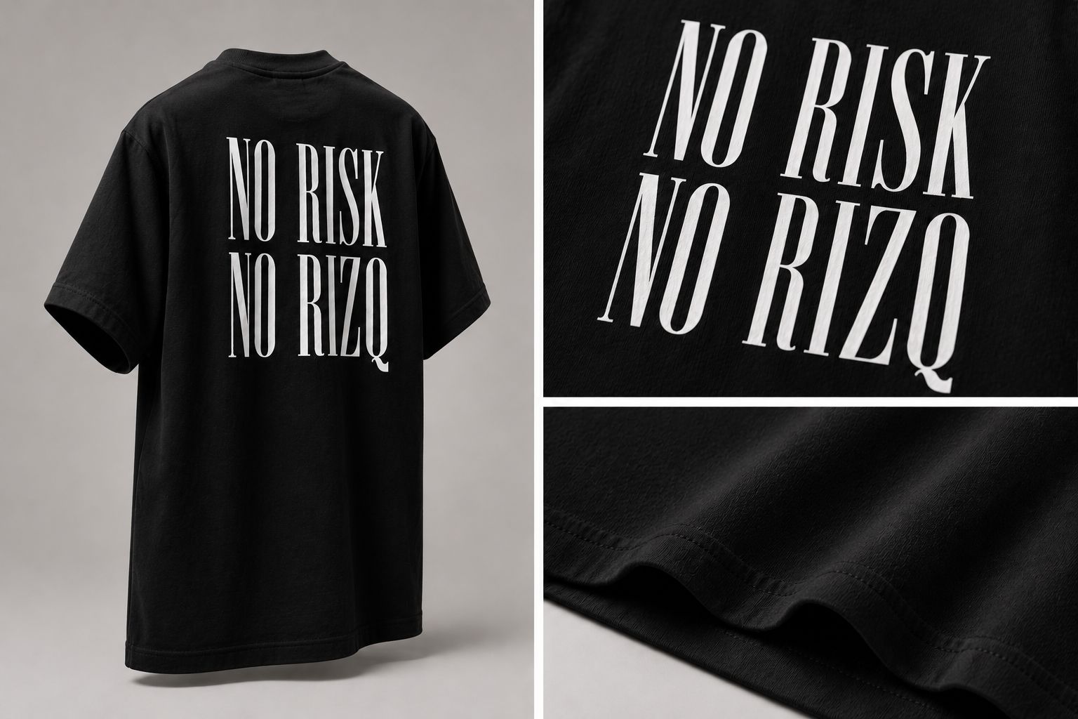 T-Shirt NO RISK NO RIZQ — Oversize Homme